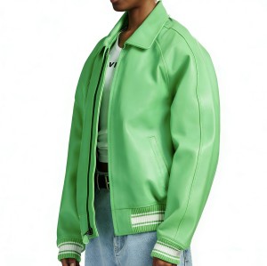 High Quality Custom Sheepskin Varsity Coats for Men OEM Lambskin Genuine Leather Jackets Outwear