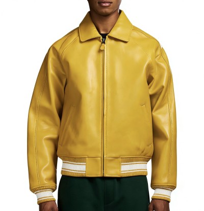 Custom AVIREX Style Lambskin Leather Jacket for Men OEM Logo Patch Embroidery  Varsity Jacket Manufacturer