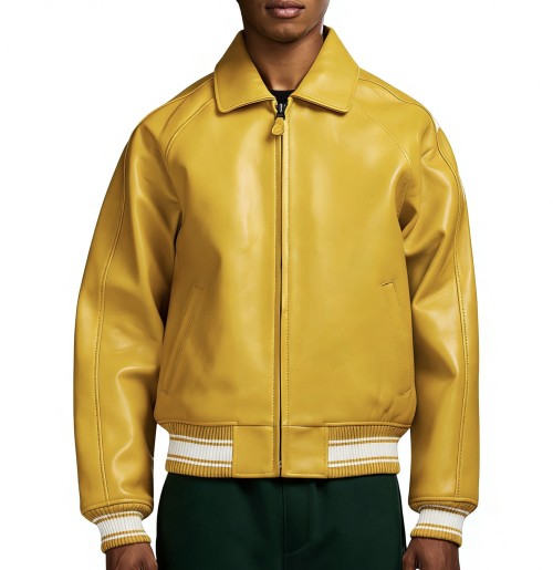 Custom AVIREX Style Lambskin Leather Jacket for Men OEM Logo Patch Embroidery Varsity Jacket Manufacturer