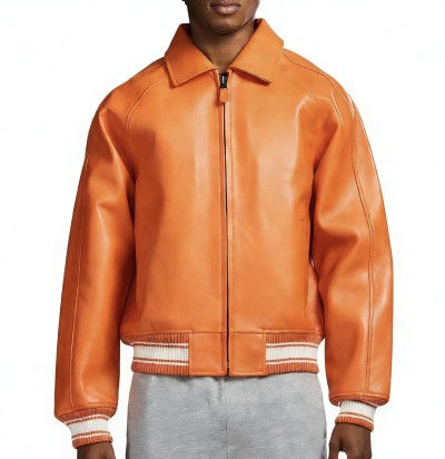 OEM AVIREX Style Lambskin Leather Aviator Jacket Custom Logo Patch Embroidery Genuine Leather Varsity Jacket Manufacturer | Men's Leather Aviator Jackets | Danke Leather Garment Manufacturer