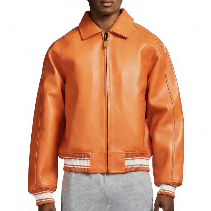 OEM AVIREX Style Lambskin Leather Aviator Jacket Custom Logo Patch Embroidery Genuine Leather Varsity Jacket Manufacturer | Men's Leather Aviator Jackets | Danke Leather Garment Manufacturer