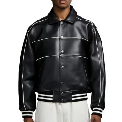 High Quality Custom Sheepskin Varsity Coats for Men OEM Lambskin Genuine Leather Jackets Outwear