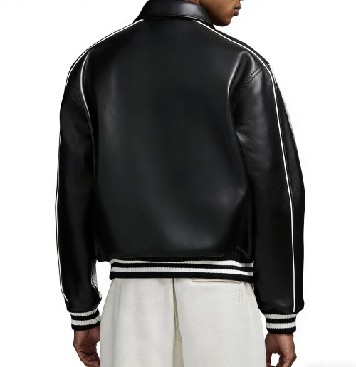 High Quality Custom Sheepskin Varsity Coats for Men OEM Lambskin Genuine Leather Jackets Outwear