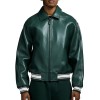 Custom Hunter Green Sheepskin Varsity Coats for Men OEM Lambskin Genuine Leather Jackets Outwear