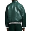 Custom Hunter Green Sheepskin Varsity Coats for Men OEM Lambskin Genuine Leather Jackets Outwear
