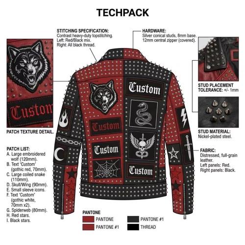 OEM Men's Punk Rock Studded Leather Biker Jacket Wholesale Custom Embroidered Patch Motorcycle Outwear Manufacturer