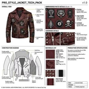 Leather Garments Manufacturer OEM Red Studded Leather Jacket Custom Punk Skull Embroidered Patch Biker Jacket for Men Wholesale