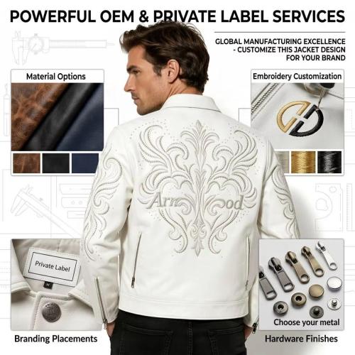 Water Repellent Lambskin Moto Racing Jacket 3D Rhinestone Embroidery Private Label Custom Brand Logo Streetwear