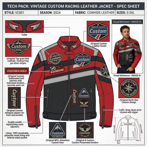 Wrinkle Resistant Cowhide Vintage Racing Jacket Color Block Applique Patch Bulk Custom For High-End Vintage Wholesale