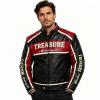 Custom Made Cowhide Riding Uniform Large Back Vintage Bike Applique Patch Vertical Sleeve Letter Embroidery For Motorsport Team Supply