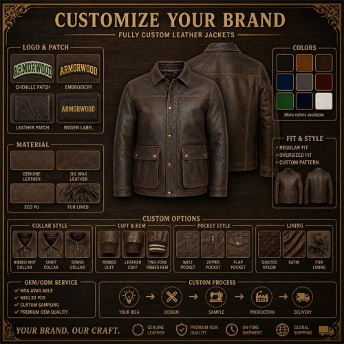 England Plain Waxed Cowhide Leather Jacket for Men, Heavy Topstitching Vintage Hunting Coat