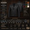 Men's Full Grain Black Cowhide Leather Jacket, Vintage Biker Style with Small Badge Detail