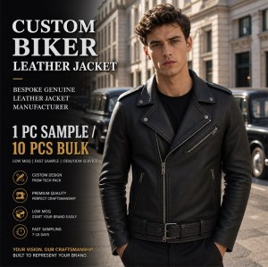 Men's Full Grain Black Cowhide Leather Jacket, Vintage Biker Style with Small Badge Detail