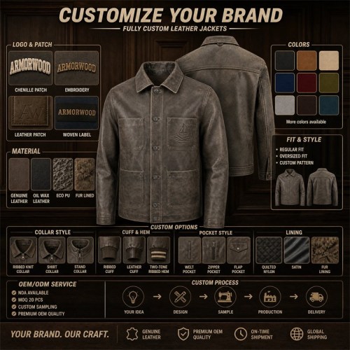 Men's Embossed Goatskin Leather Jacket, Distressed Washed Commuter Coat with Wave Embossing