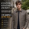 Men's Embossed Goatskin Leather Jacket, Distressed Washed Commuter Coat with Wave Embossing