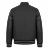 Minimalist Plain Varsity Jacket for Men, Contrast Wool Body with Matte PU Leather Sleeves