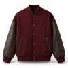 Men's Wild Varsity Jacket with Embossed Cuff Detail, Wool Body and Distressed PU Sleeves