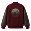 Men's Wild Varsity Jacket with Embossed Cuff Detail, Wool Body and Distressed PU Sleeves