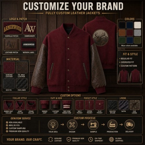 Men's Wild Varsity Jacket with Embossed Cuff Detail, Wool Body and Distressed PU Sleeves