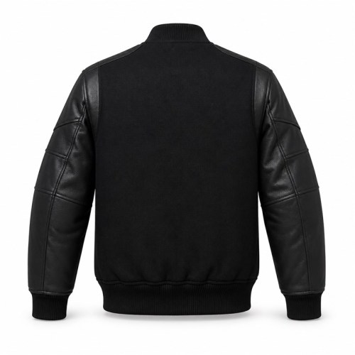Men's Structural Tech Stitched Varsity Jacket, Wool and PU Leather Sleeves