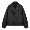 Men's Plain Matte Frosted PU Leather Jacket, London Street Biker Style with Topstitching
