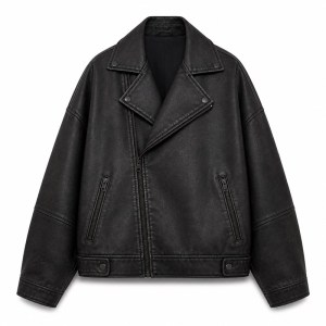 Men's Plain Matte Frosted PU Leather Jacket, London Street Biker Style with Topstitching