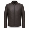 Men's Embossed Cuff PU Leather Jacket, Commuter Style with Rope Knot Embossing