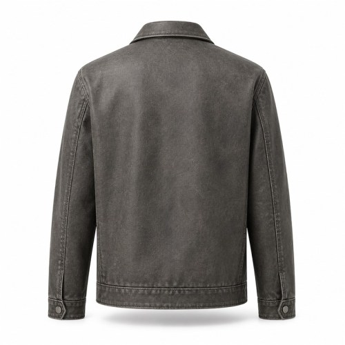 Men's Washed Plain Matte PU Leather Jacket, Urban Biker Style with Distressed Finish