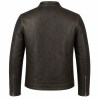 Men's Plain Matte Distressed Veg Tanned Leather Jacket, Cafe Racer Style