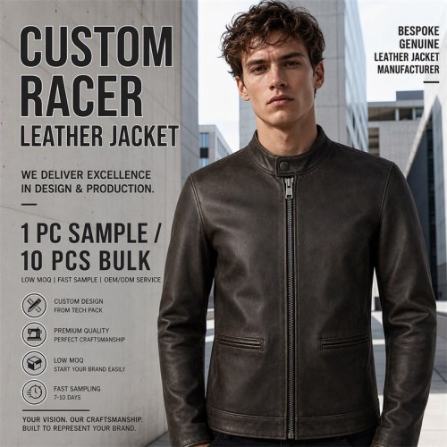Men's Plain Matte Distressed Veg Tanned Leather Jacket, Cafe Racer Style