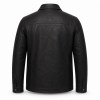 Men's Symmetric Workwear Biker Leather Jacket, Washed Black with Geometric Detail