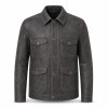 Men's Functional Splicing Goatskin Leather Jacket, Washed Frosted Commuter Coat