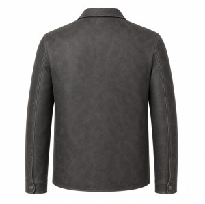 Men's Functional Splicing Goatskin Leather Jacket, Washed Frosted Commuter Coat