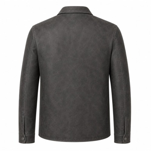 Men's Functional Splicing Goatskin Leather Jacket, Washed Frosted Commuter Coat