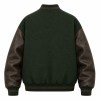 Men's Forest Green Varsity Jacket, Charcoal Brown Contrast with PU Leather Sleeves