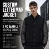 Men's Black Grey Multi Panel Varsity Jacket, Structural Splicing with PU Sleeves