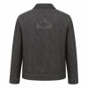 Men's Washed PU Leather Jacket with Low Saturation Back Print, Street Style