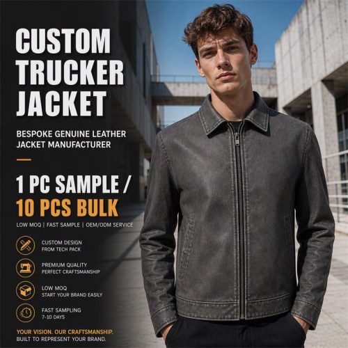 Men's Washed PU Leather Jacket with Low Saturation Back Print, Street Style