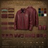 Men's Deep Burgundy PU Leather Jacket, Art Print at Left Chest and Cuff