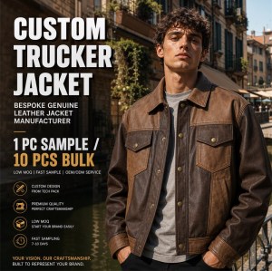 Men's Two Tone Patchwork PU Leather Jacket, Mocha Brown Casual Cut