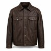 Men's Mocha Brown Cowhide Leather Jacket with Fine Art Embroidery on the Back
