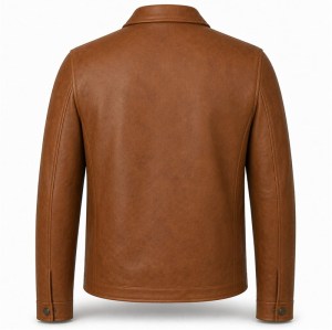 Men's Caramel Goat Leather Jacket, Tonal Embossed Commuter Style