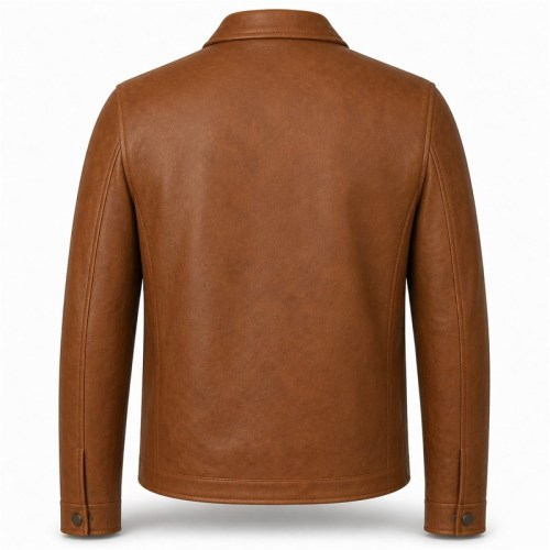 Men's Caramel Goat Leather Jacket, Tonal Embossed Commuter Style