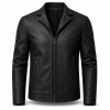 Men's Plain Matte Black PU Jacket, Italian Short Cut with Clean Lines
