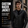 Men's Plain Matte Black PU Jacket, Italian Short Cut with Clean Lines