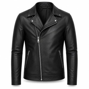 Men's Plain Matte Nappa Sheepskin Leather Jacket, Slim Italian Biker Cut