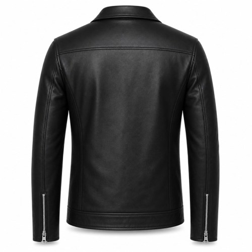 Men's Plain Matte Nappa Sheepskin Leather Jacket, Slim Italian Biker Cut