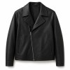 Men's Matte Lambskin Leather Biker Jacket, Plain Slim French Cut