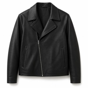 Men's Matte Lambskin Leather Biker Jacket, Plain Slim French Cut
