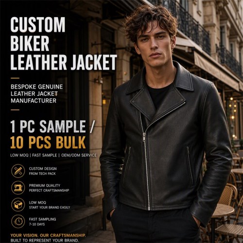 Men's Matte Lambskin Leather Biker Jacket, Plain Slim French Cut